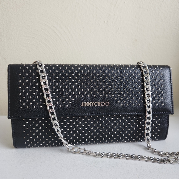 Jimmy Choo Handbags - Jimmy Choo Pristine Clutch Black Leather Studded